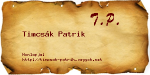 Timcsák Patrik névjegykártya